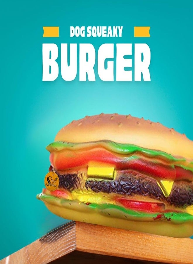 سايج سكوير لعبة برجر للكلاب من الفينيل على شكل مربع من سيج، تصدر صوتاً عند المضغ | لعبة متعددة الألوان على شكل برجر تصدر صوتاً عند المضغ | متينة وآمنة وتفاعلية | مثالية للكلاب الصغيرة والمتوسطة الحجم | تعزز وقت اللعب وتدعم صحة الأسنان - Image 3